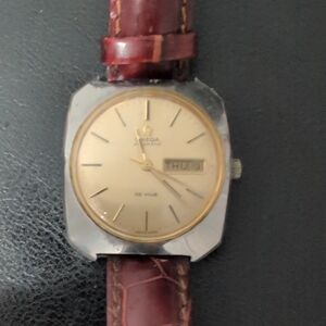Omega De Ville Gold Dial Watch with Brown Leather Strap